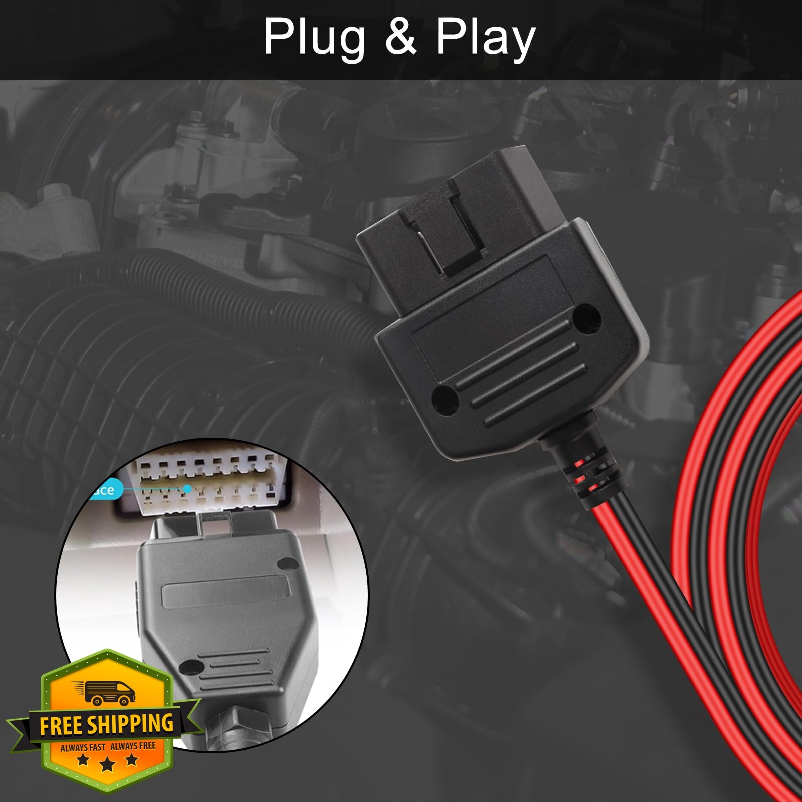 SUNER POWER OBDII 12V Battery Charger Cable SAE-OBD2