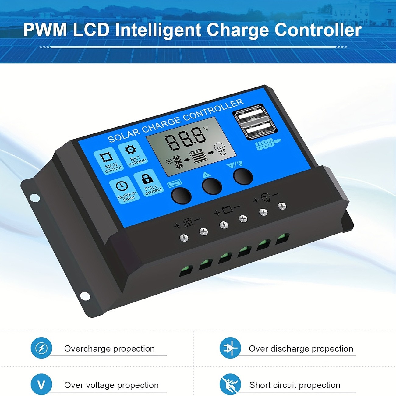 Solar Panel Kit with 100A Controller, 18V USB Port for Car Boat RV
