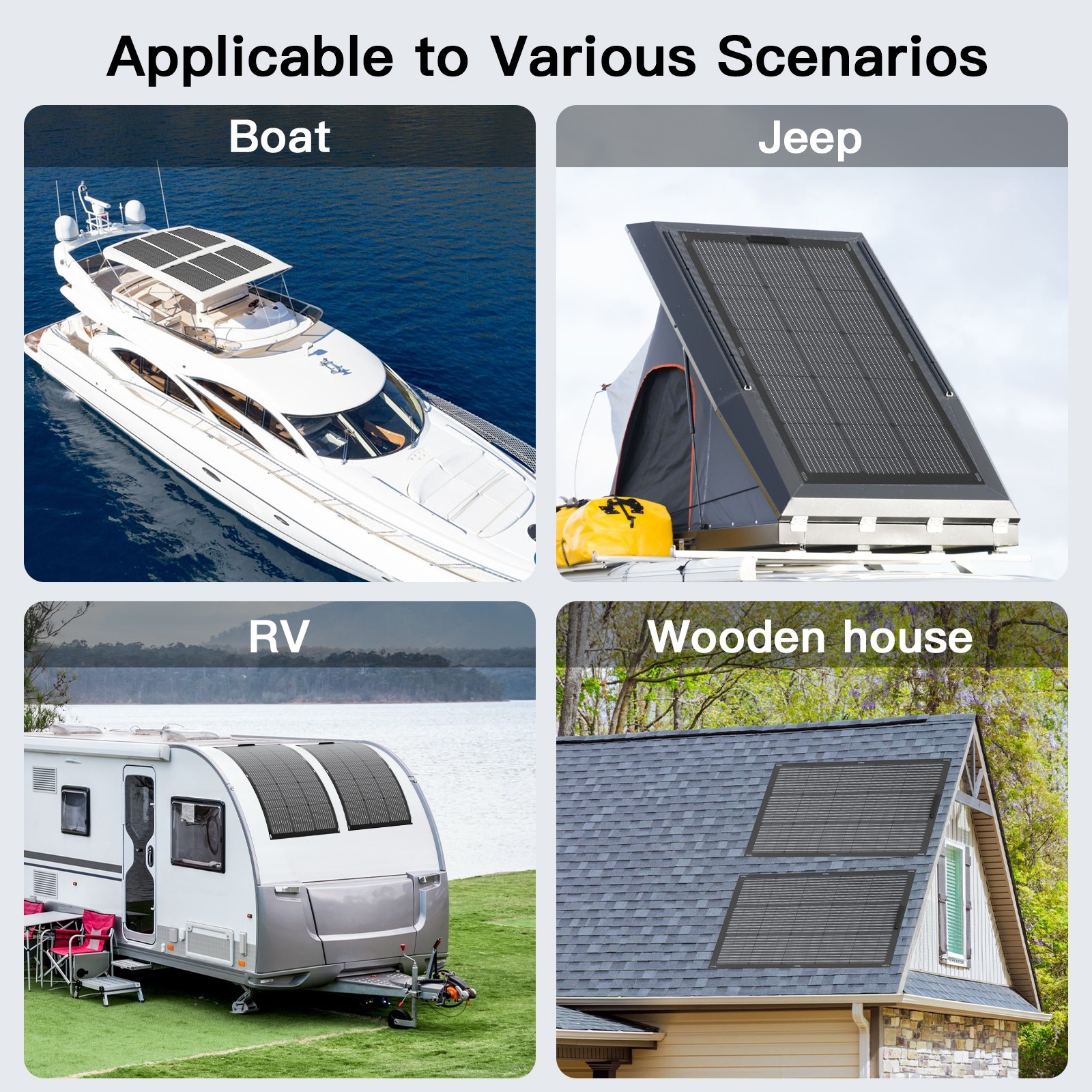 2 Pack Solar Panel 100W Flexible Solar Panel Kits For Power Station Balcony Boat