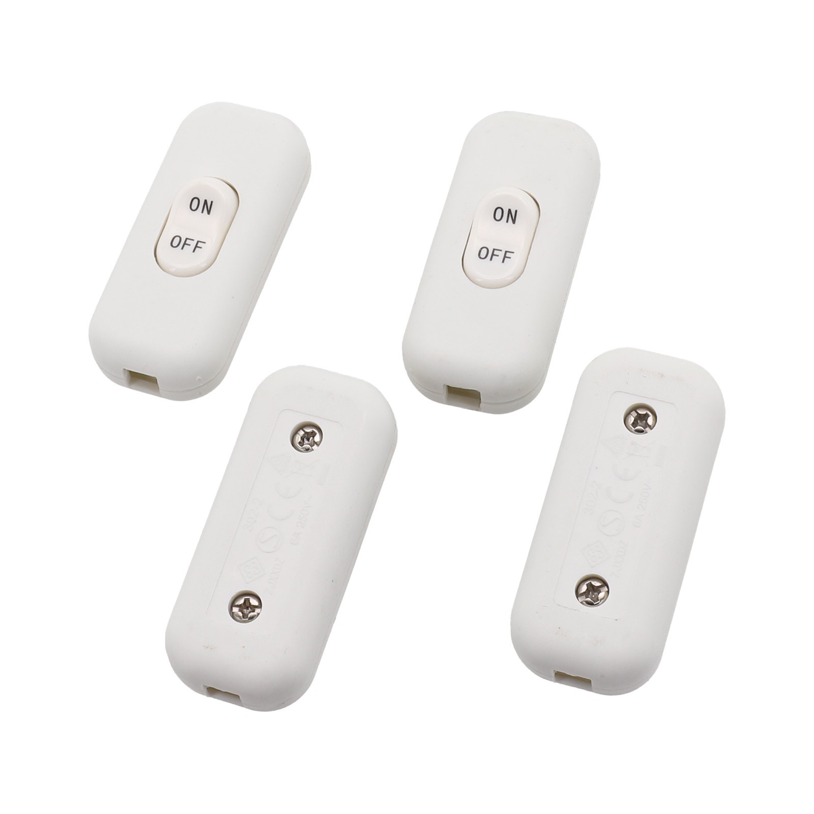 Inline Rocker Switch 6A 110-250V for Electric Lamps and Home Appliances
