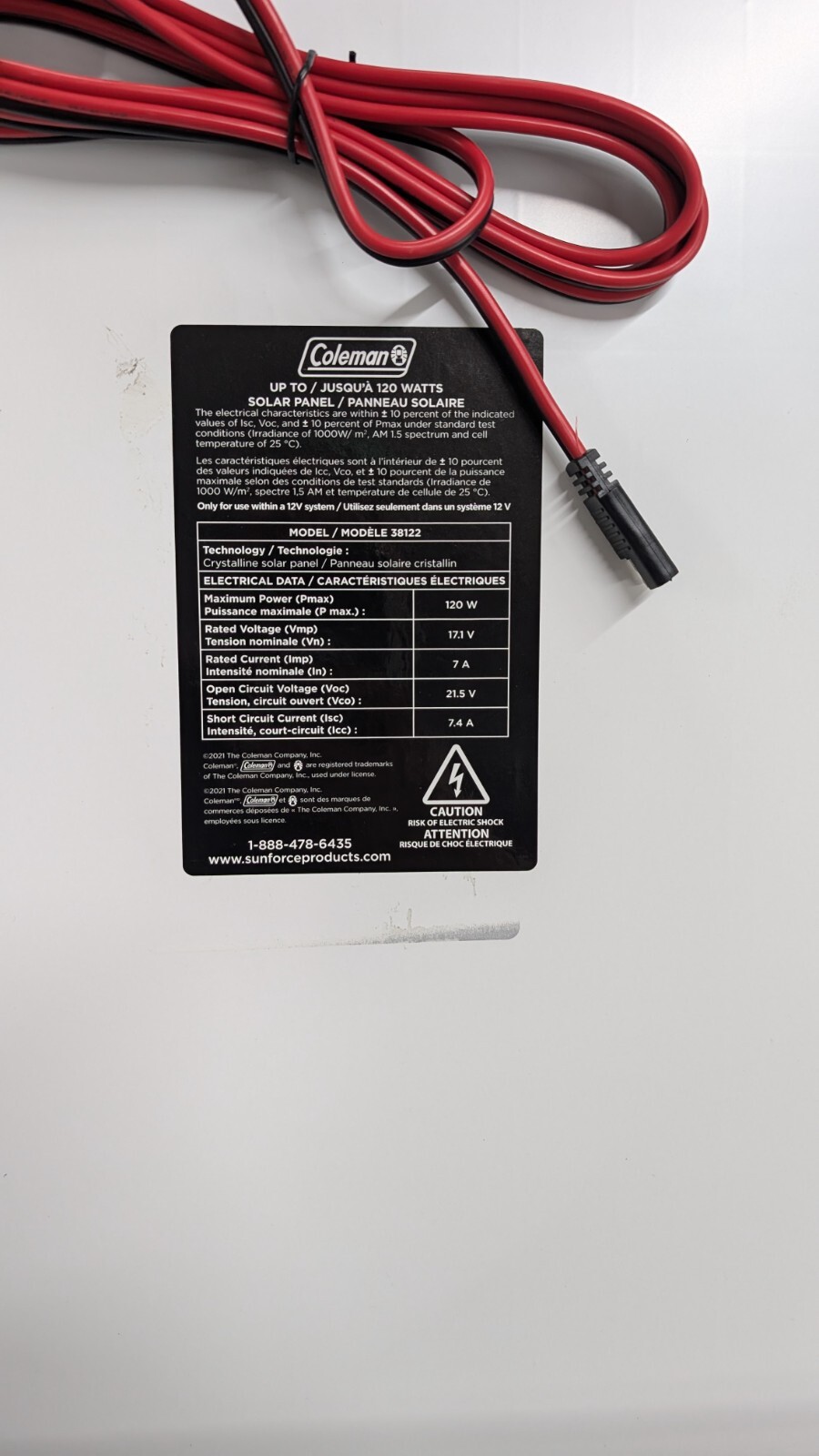 Coleman 120-Watt 12 Volt Solar Panel With Fold Out Stand Rv Camping Off Grid