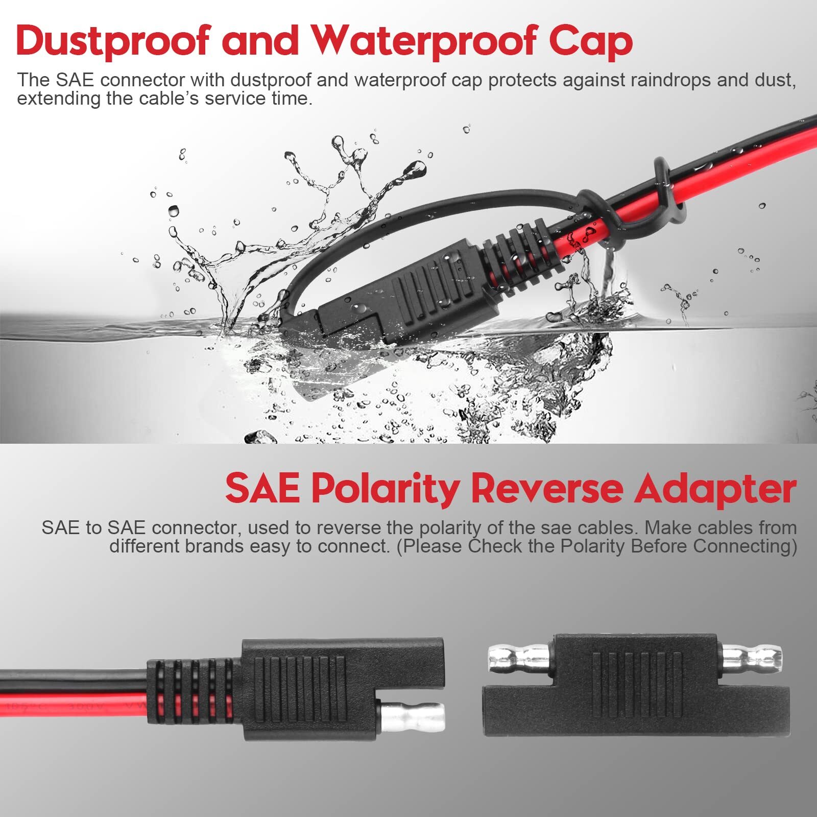 DC 8mm Male to SAE Connector Adapter 14AWG 6Ft Cable Wire Compatible with Exp…
