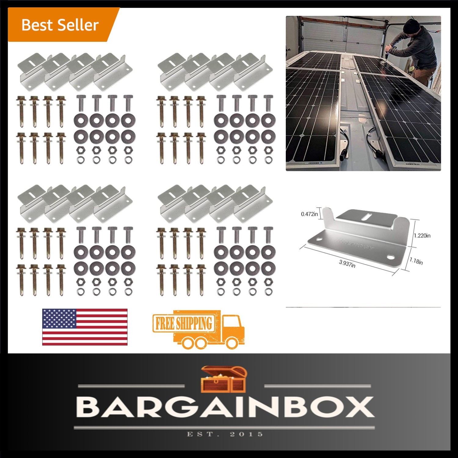 Versatile 4-Pack Z Brackets for Secure Solar Panel Mounting on RVs and Trailers