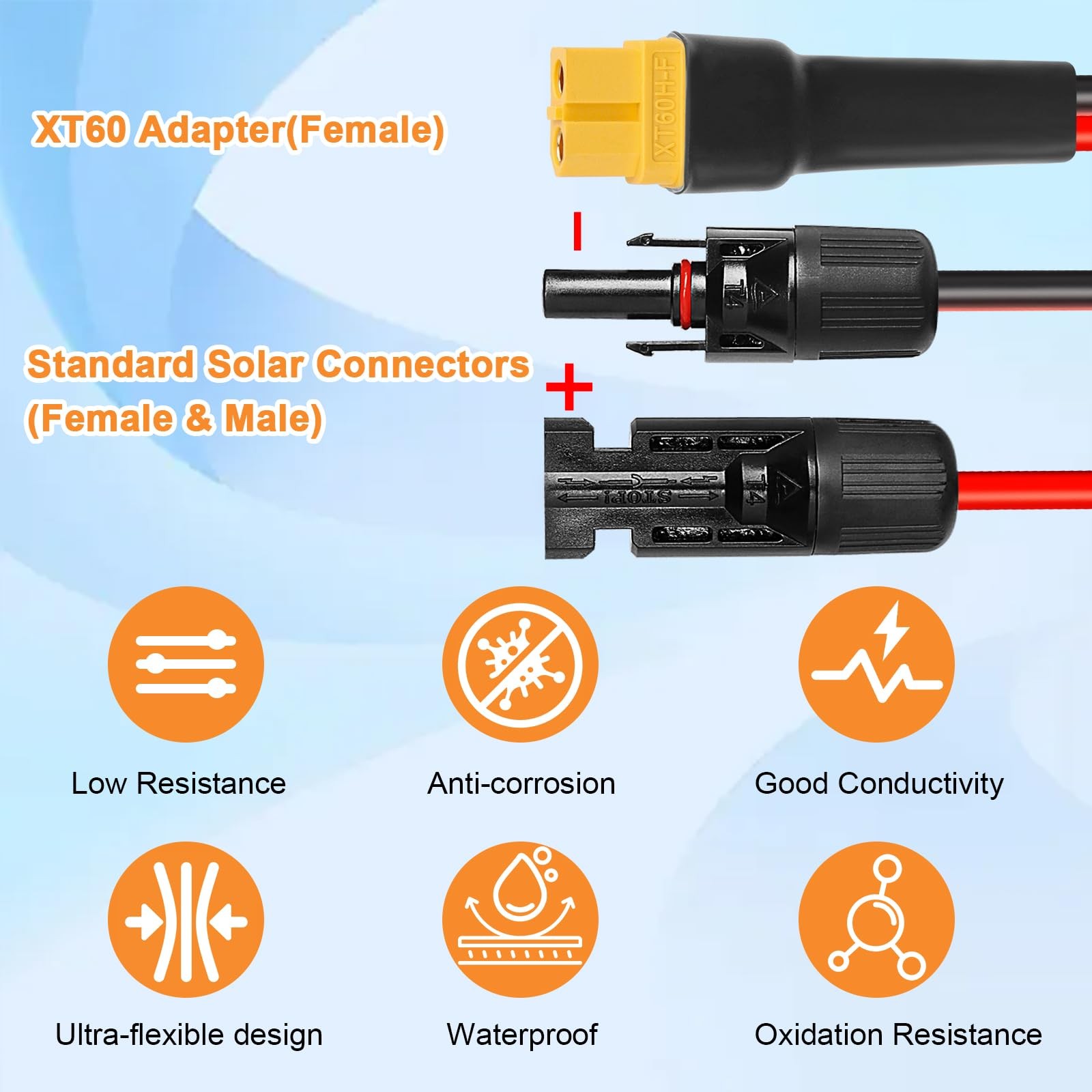 10AWG 40FT XT60 Solar Extension Cable 2 3 6 10 15 20 25 35 40 50 75 100FT XT6…