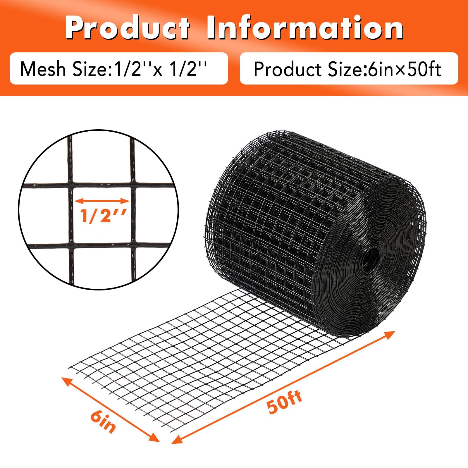 6inx50/100/120 FT 1/2″ PVC Coated Solar Panel Bird Guard,Critter Guard Wire Mesh