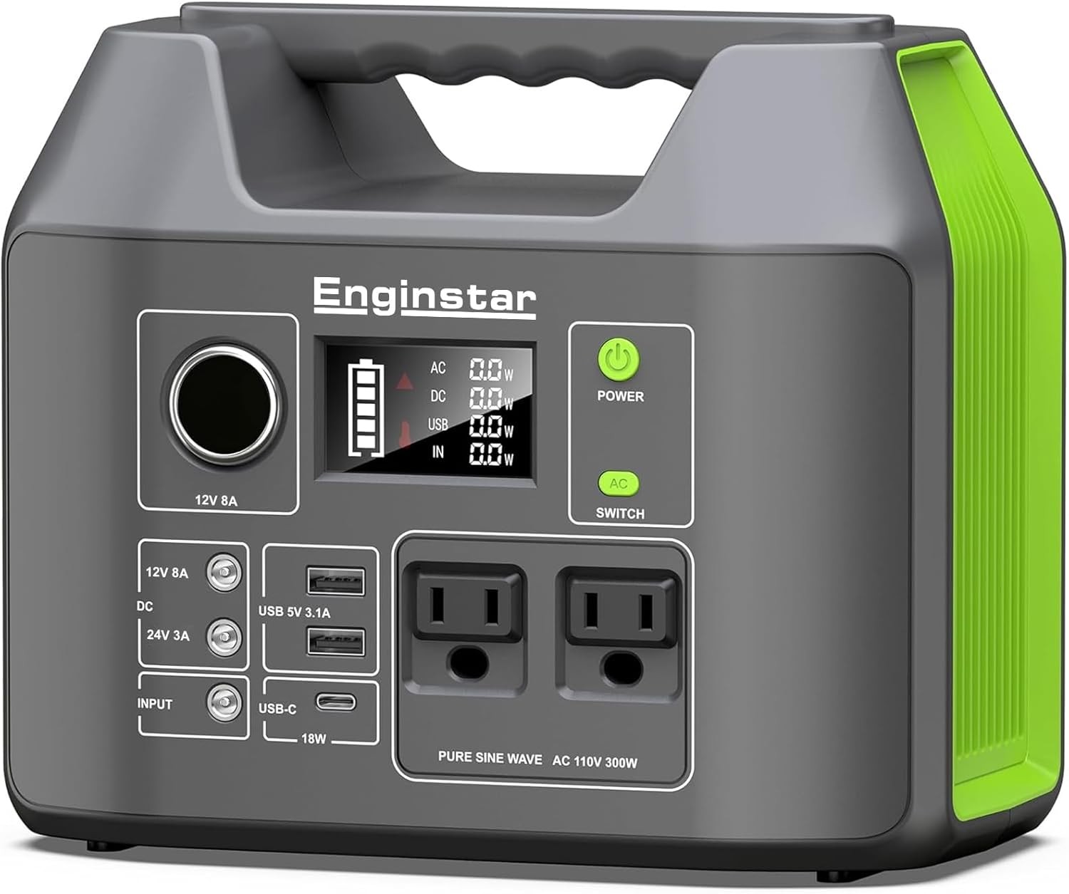 EnginStar 300W Portable Solar Generator 296Wh Backup Power