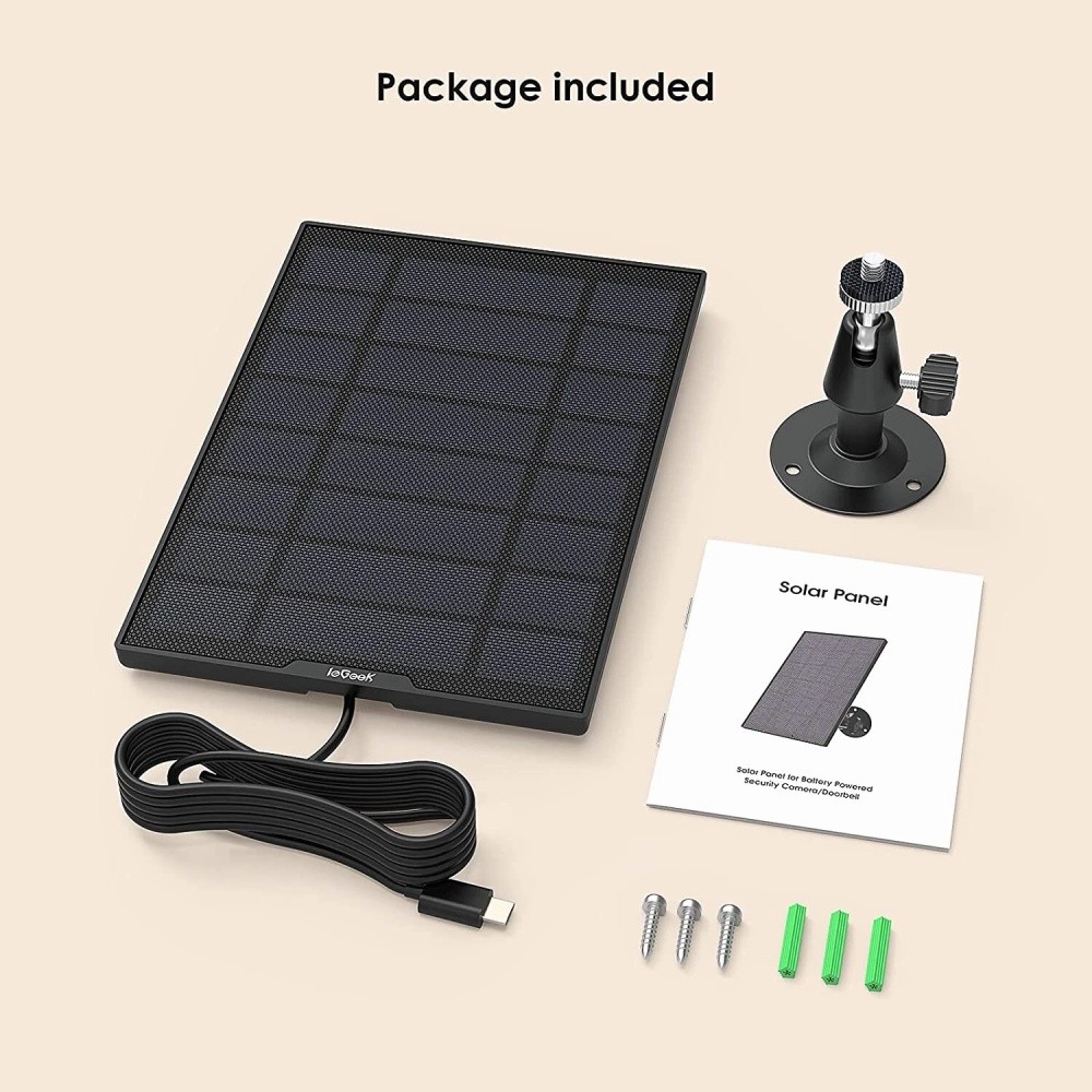 3W Solar Panel for Outdoor Wireless Security Camera CCTV Micro USB Port