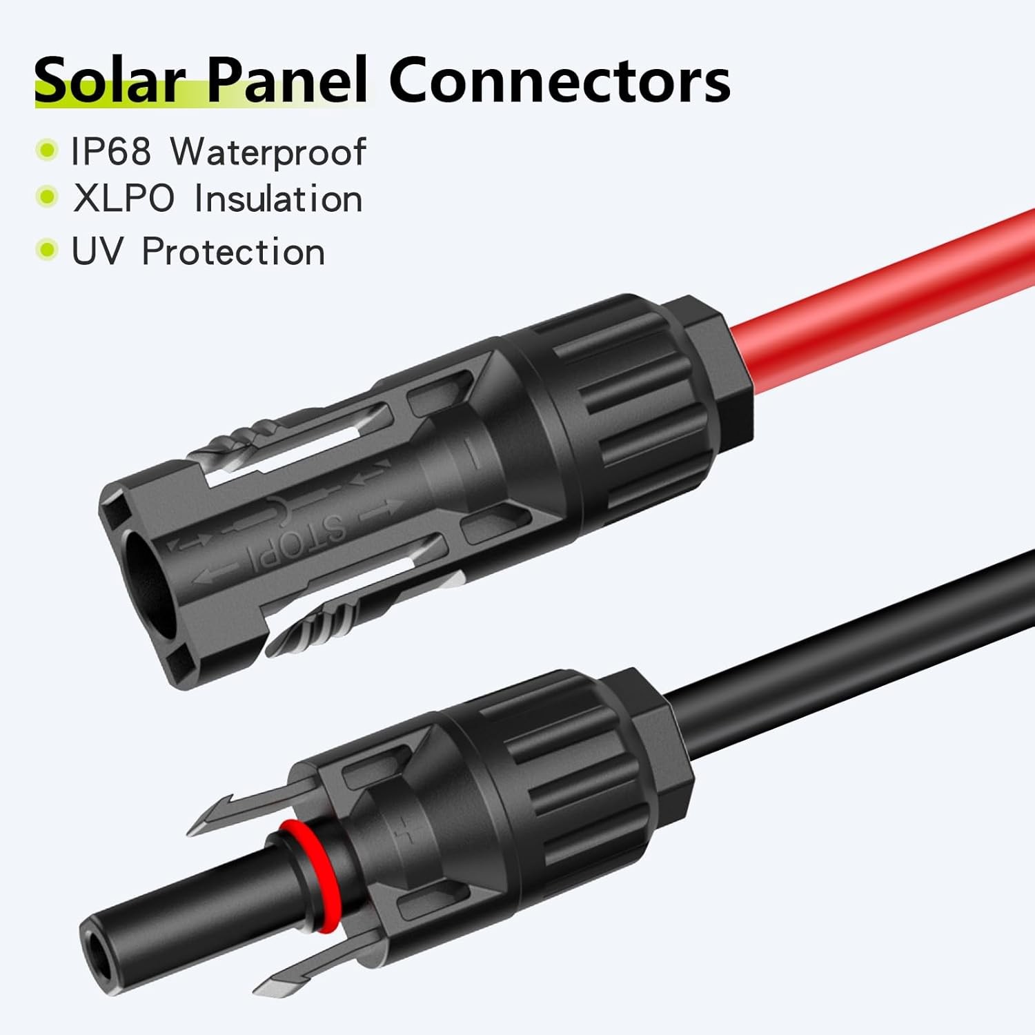 Cable de Extensión Solar 20Ft 10AWG Impermeable para Paneles y RV
