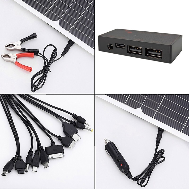 Portable solar cell charger set, including 10 in 1USB fast charging cable