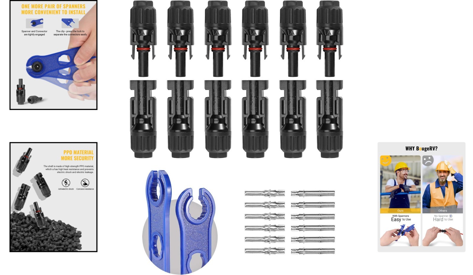 Complete 12PCS Solar Connector Kit – 10AWG, Weatherproof Male/Female Connectors