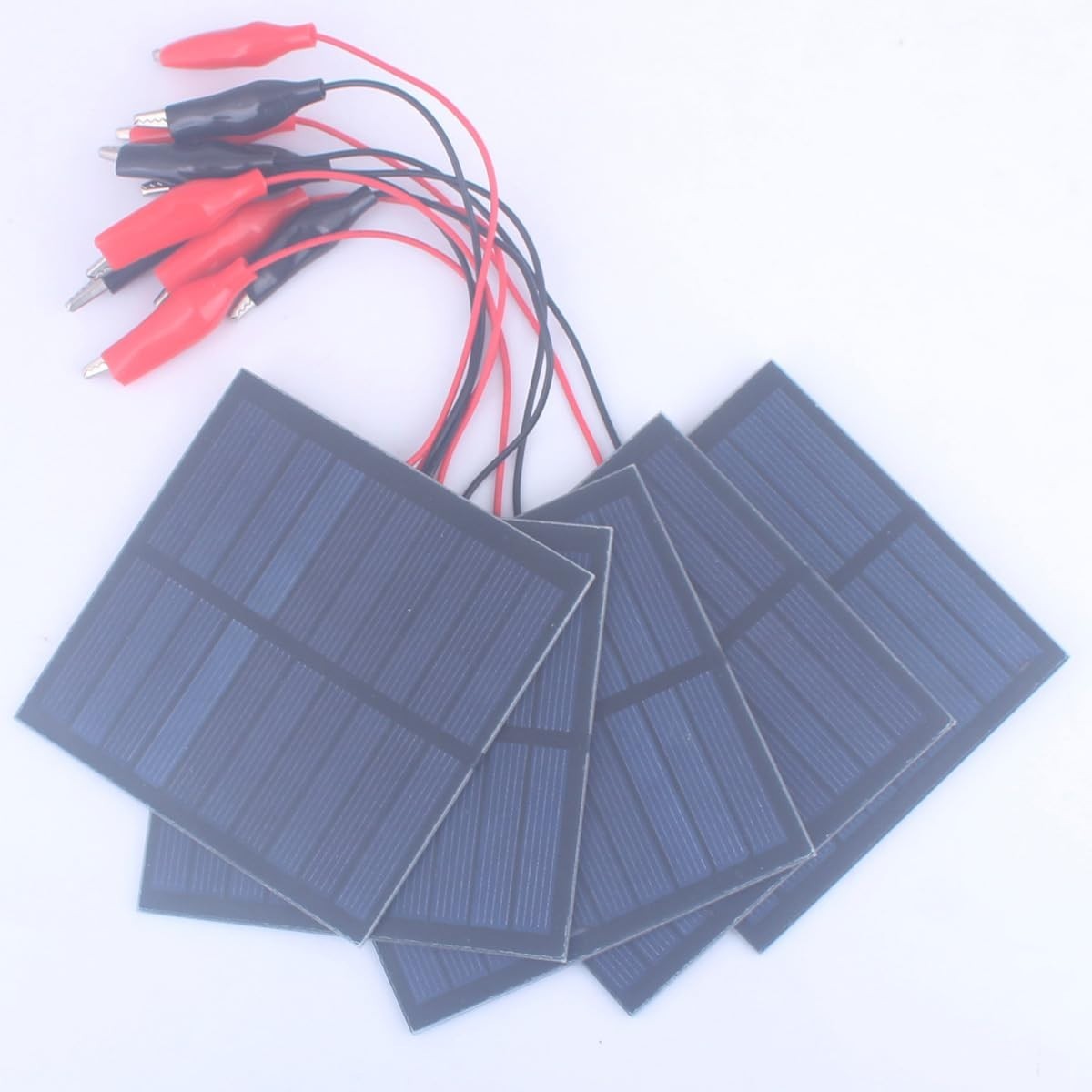 5 Pcs Mini Solar Panels 1W 5V 200mA Photovoltaic Charger Kits with Clips