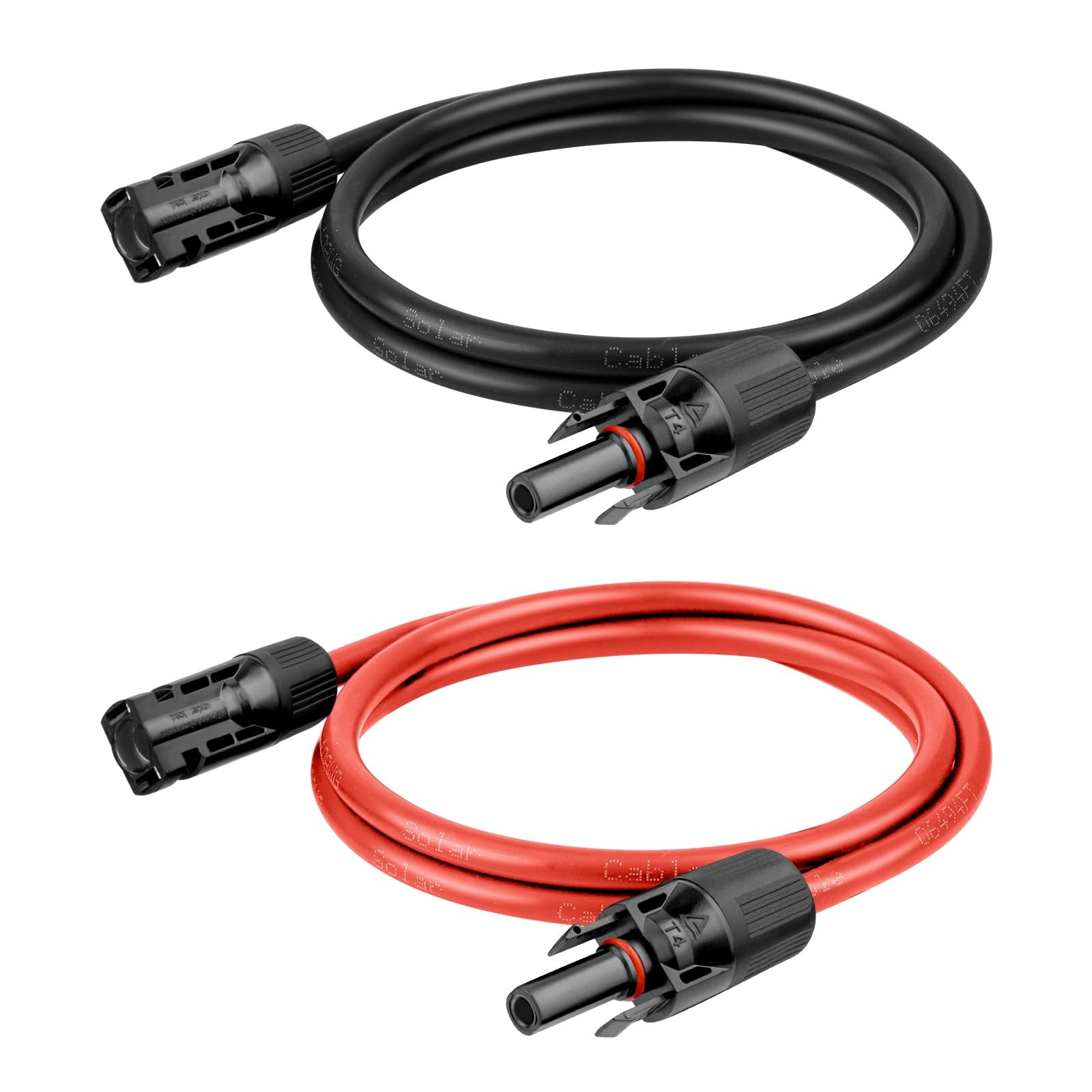 10 AWG Solar Extension Cable 2FT Black + 2FT Red, 10 Gauge Solar Panel Wire M…