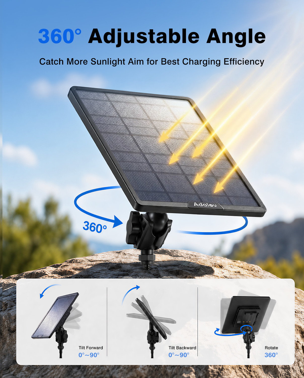20W Monocrystalline Solar Pane for Security Camera Rechargeable 25000mAh Battery