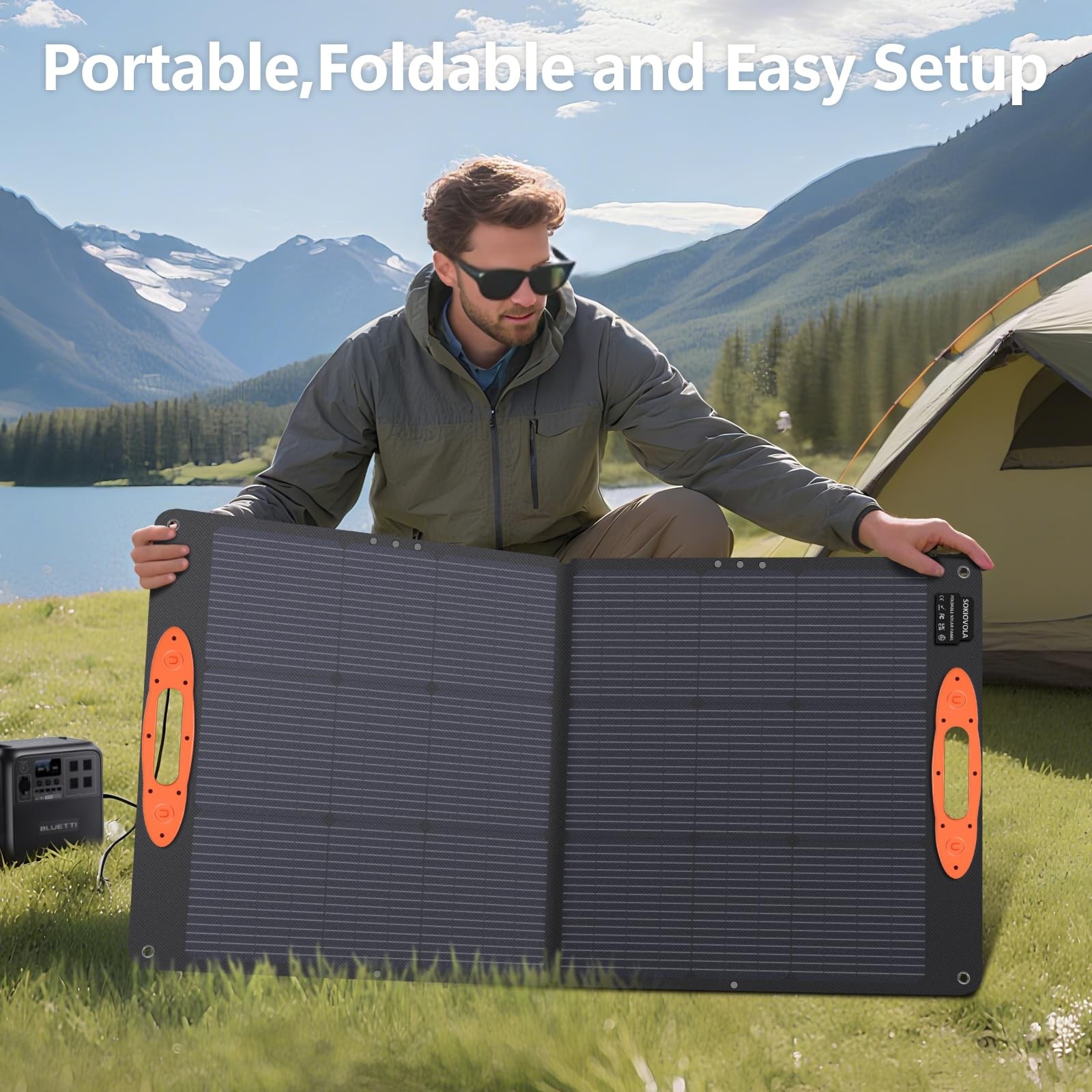 N-Type 16BB 110W Portable Solar Panel for EF/Jackery/Bluetti/Anker Power Stat…