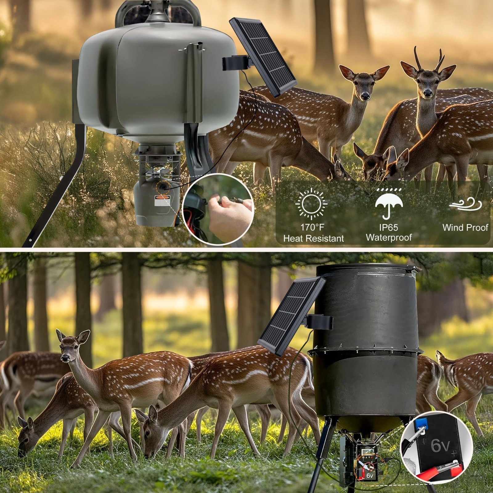 6V Solar Panel for Deer Feeders – 4.5W Waterproof Outdoor Kit with Clips & Batte