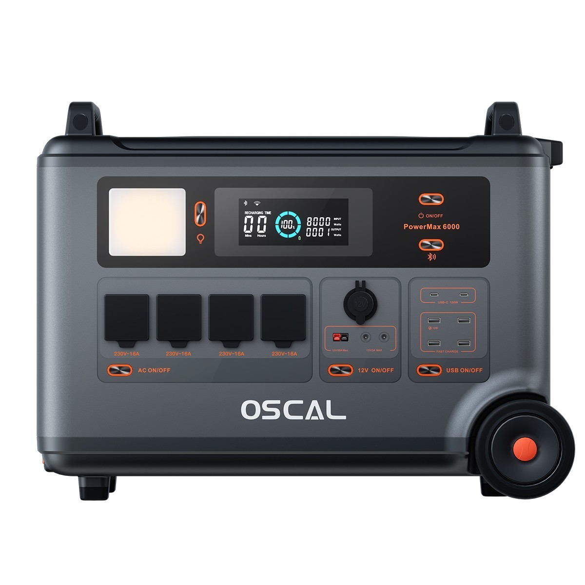 OSCAL PowerMax 6000 3600Wh LiFePO4 Solar Generator 6000W 120V/240V+Solar Panel