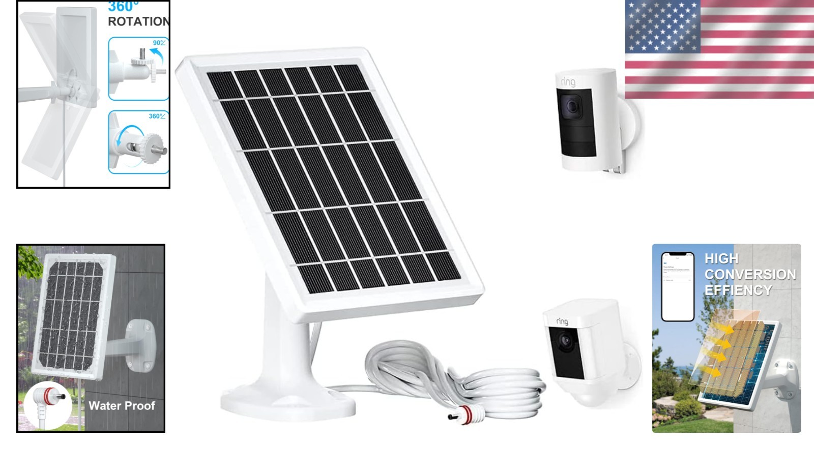 Compact Solar Panel for Ring Cameras – Easy Installation & Durable Design