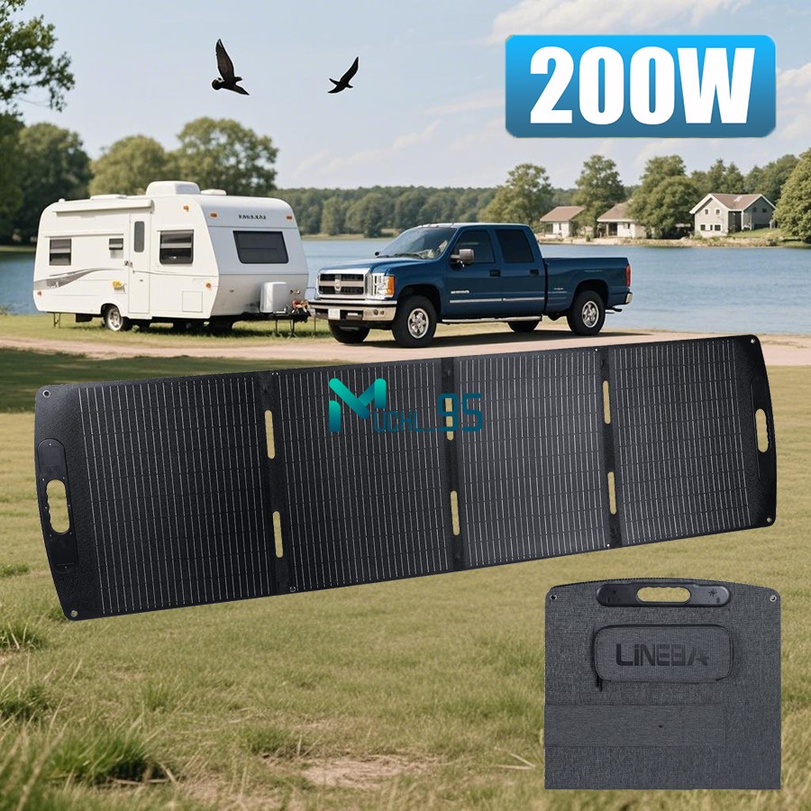 200W Mono Solar Panel Foldable Solar Blanket Adjustable Kickstand for Outdoor RV