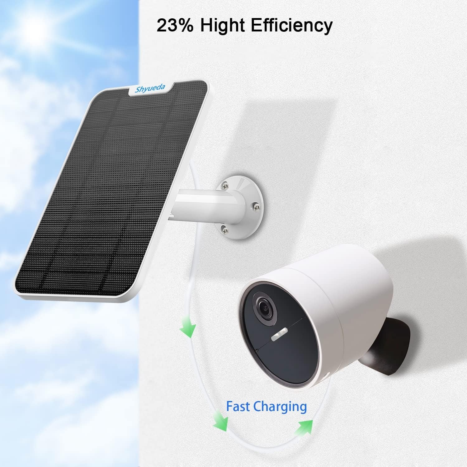 Durable Solar Panel with 3ft Cable for SimpliSafe Outdoor Security Cameras