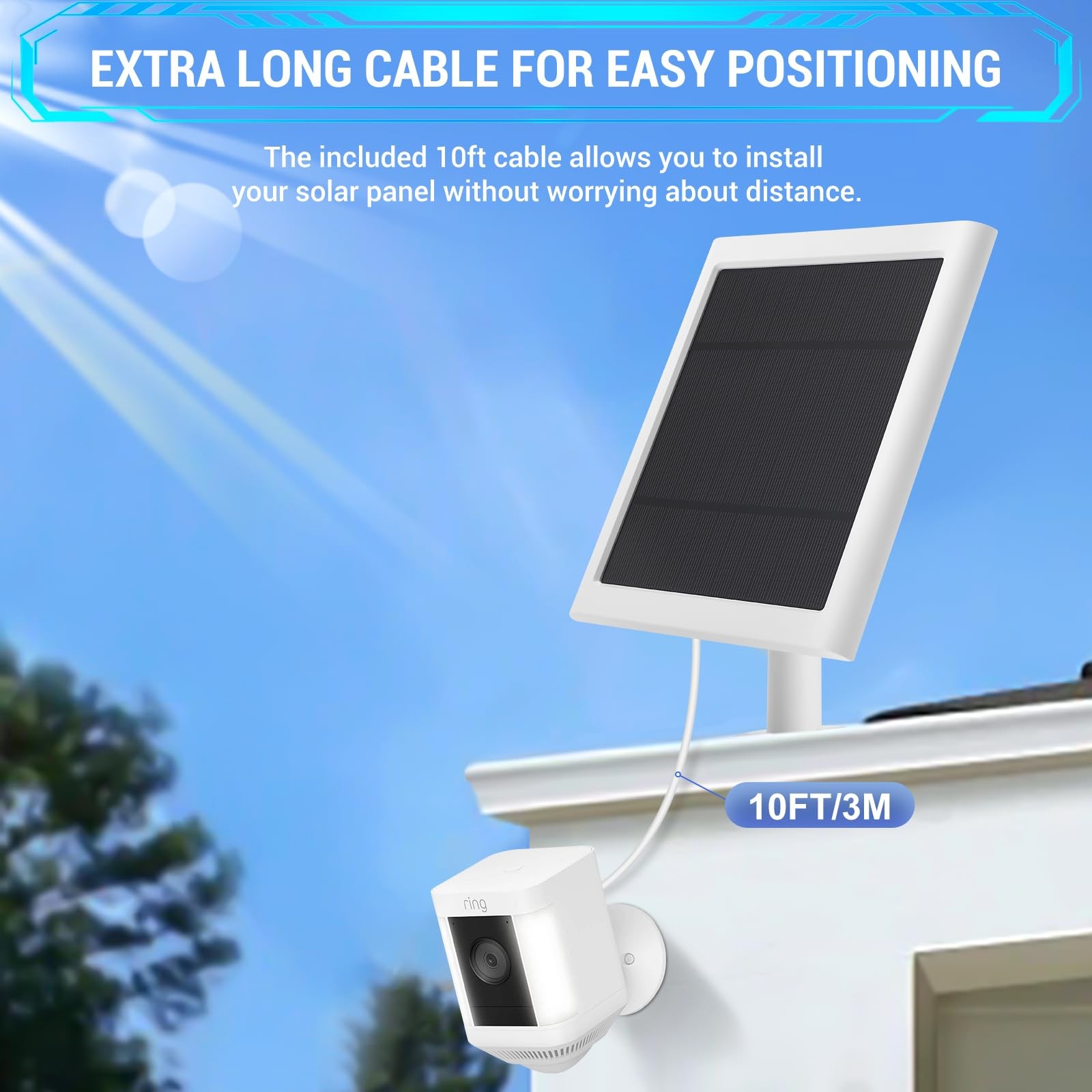 3 Pack – Solar Panel for Ring Camera, Compatible with Ring Spotlight Cam Plus…