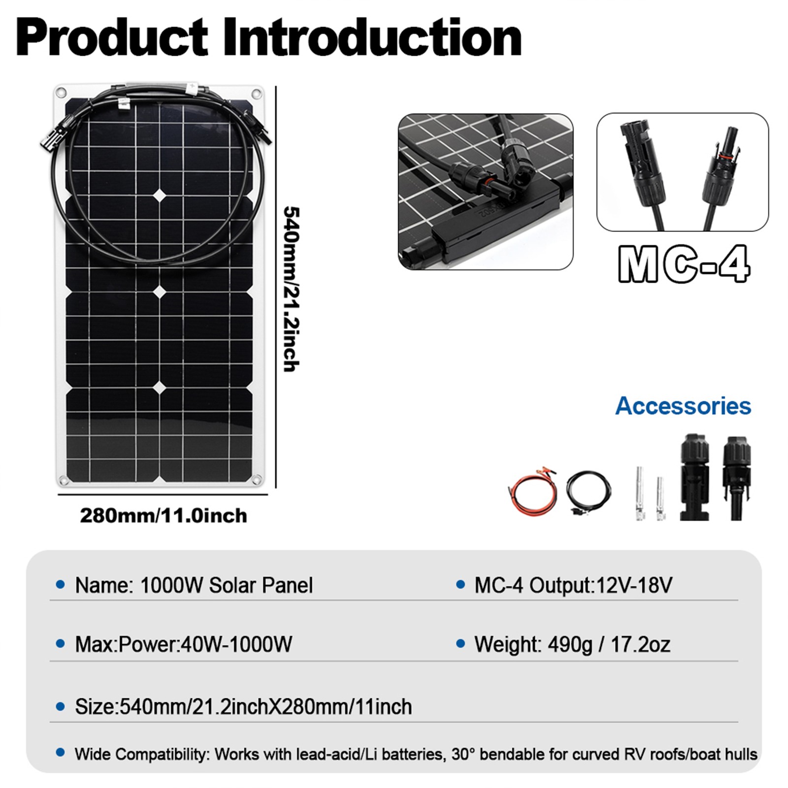 4 x 40W High-Efficiency PV Panels + 30A-100A Intelligent Controller for RV/Home
