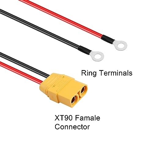 14AWG Silicon Cable XT90 to O Ring Terminal Cable, XT90 Female to O Ring
