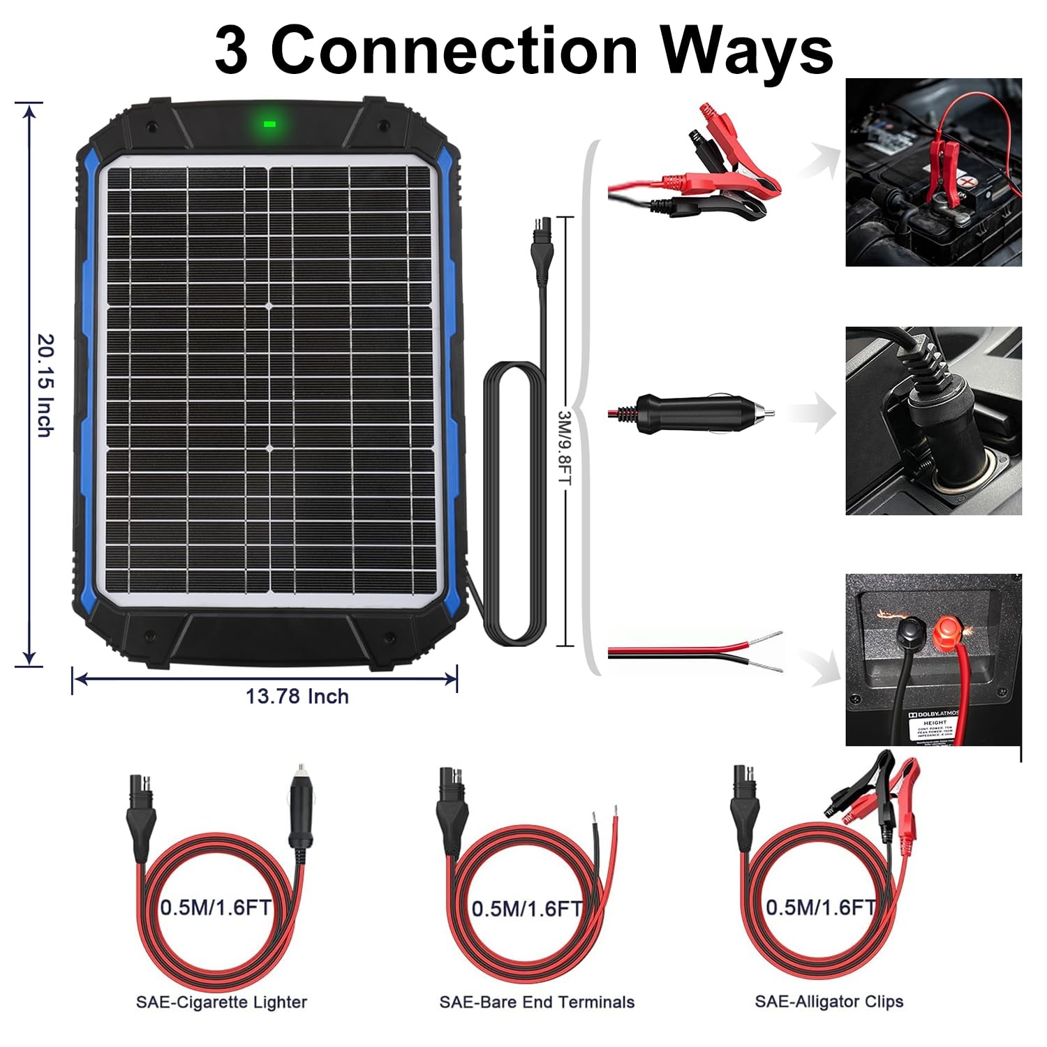 “` 12V Solar Battery Charger & Maintainer 20W Panel Trickle Charge “`