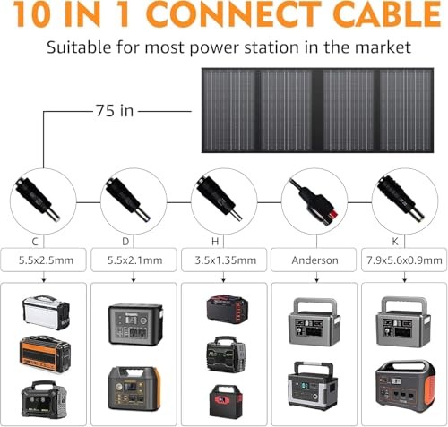 Foldable Solar Panel Charger 60W with 18V DC Output (11 Connectors) for 60w