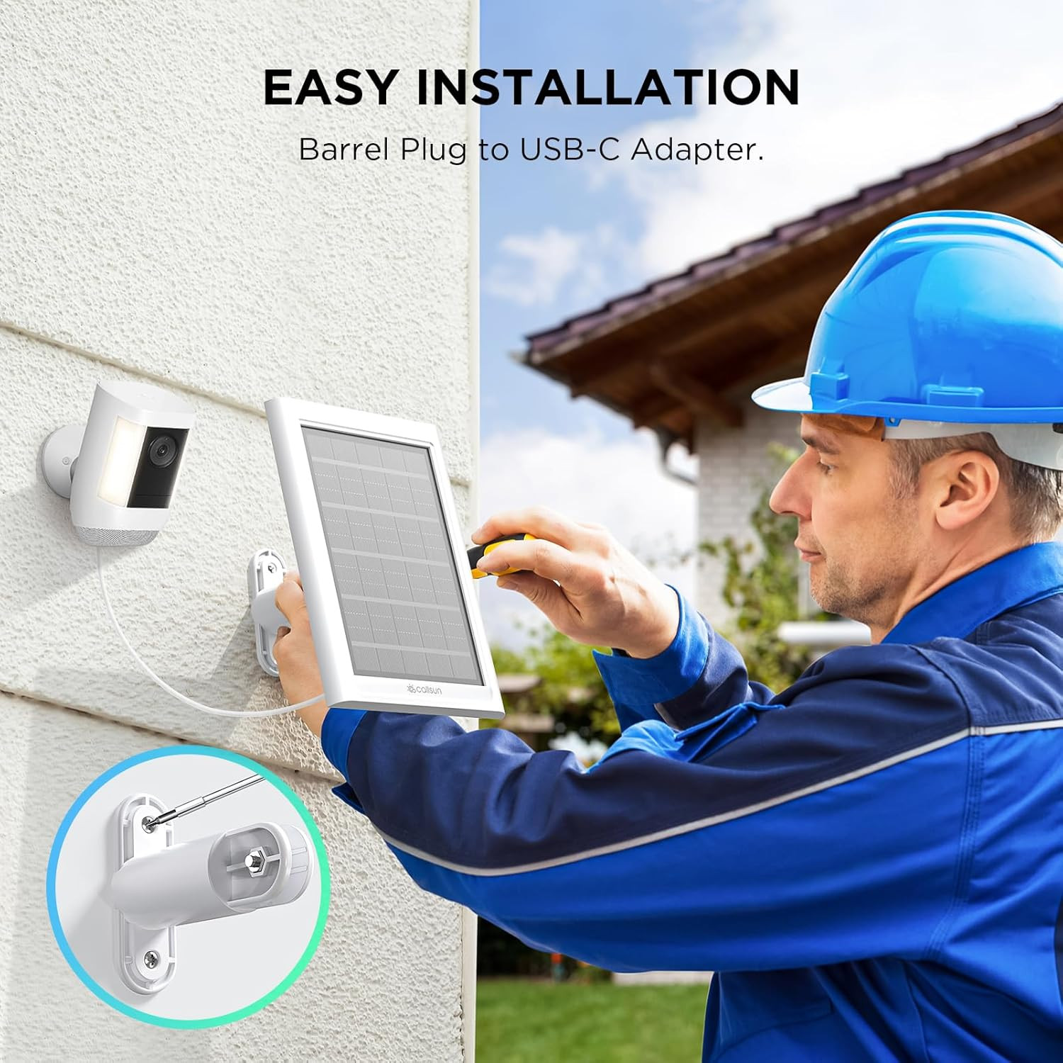 Solar Panel for Ring Camera – Solar Charger Compatible with Ring Stick up Cam Ba