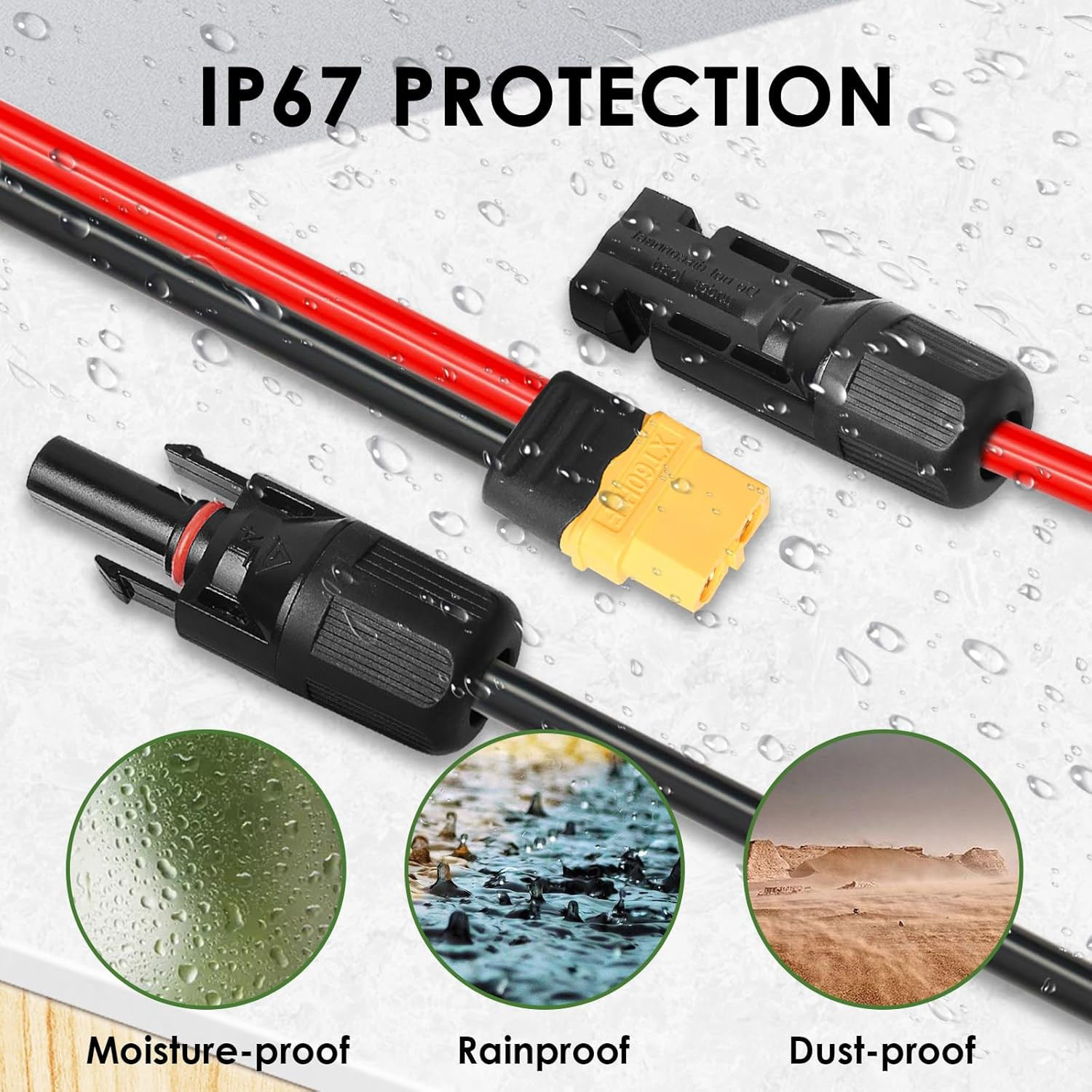Solar to XT60 Extension Cable 10AWG 25FT Solar Connector to XT60 Adapter Cable f