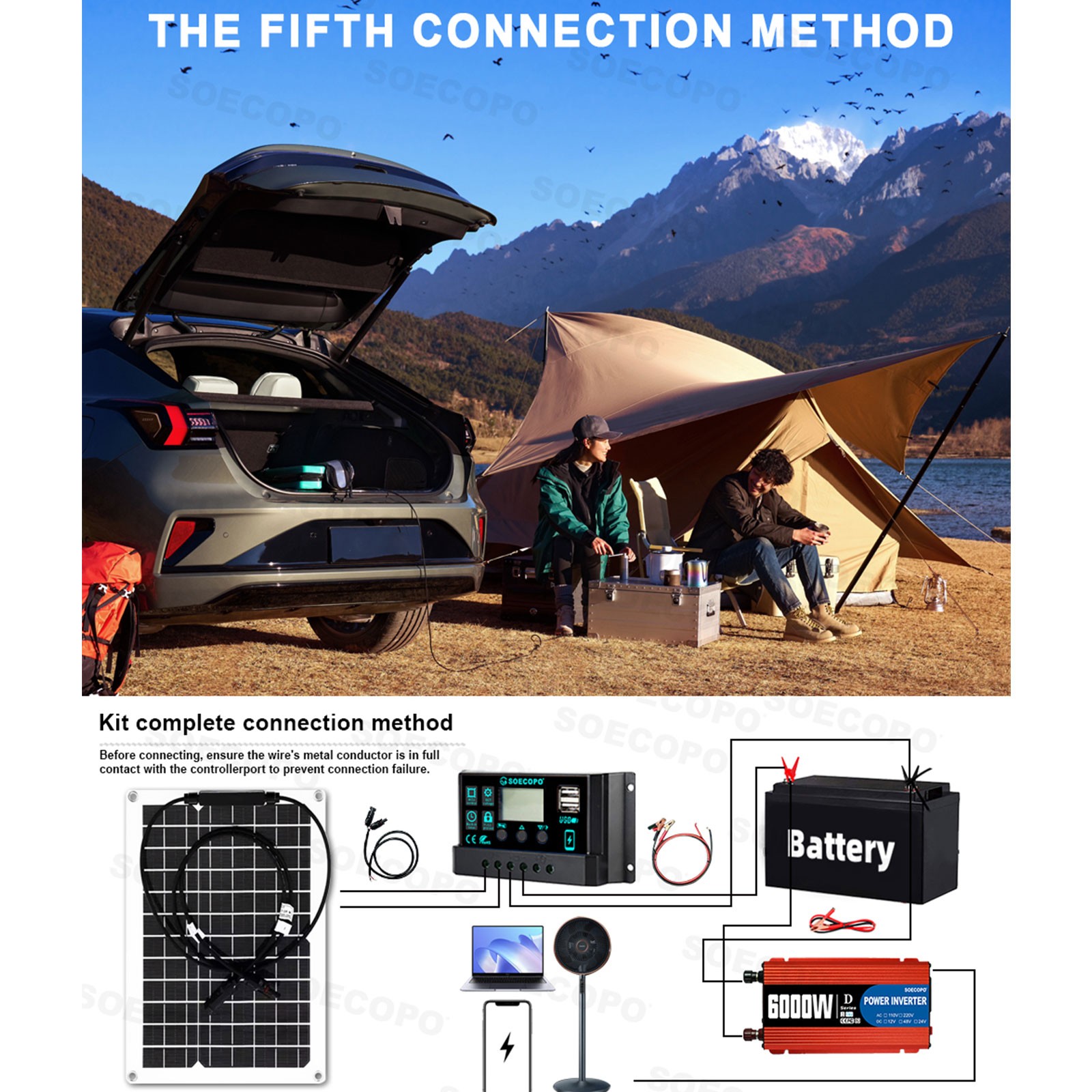 SOECOPO 6000W Solar System Complete Kit,12V DC to 110V/220V AC Inverter FlexibjN