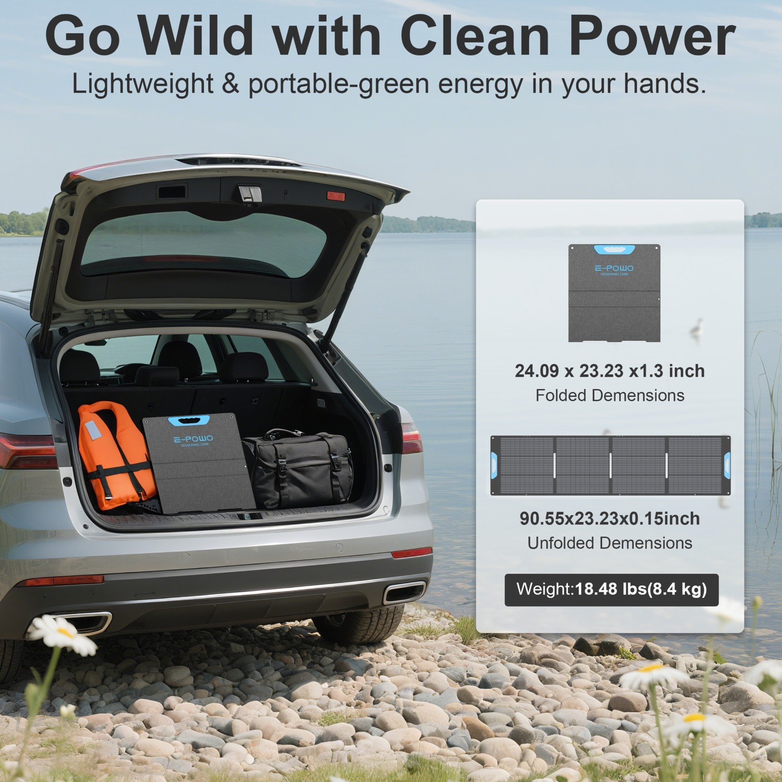 E-POWO 110w 220w 440w Solar Panel Solar Charger for Ecoflow Anker Power Stations