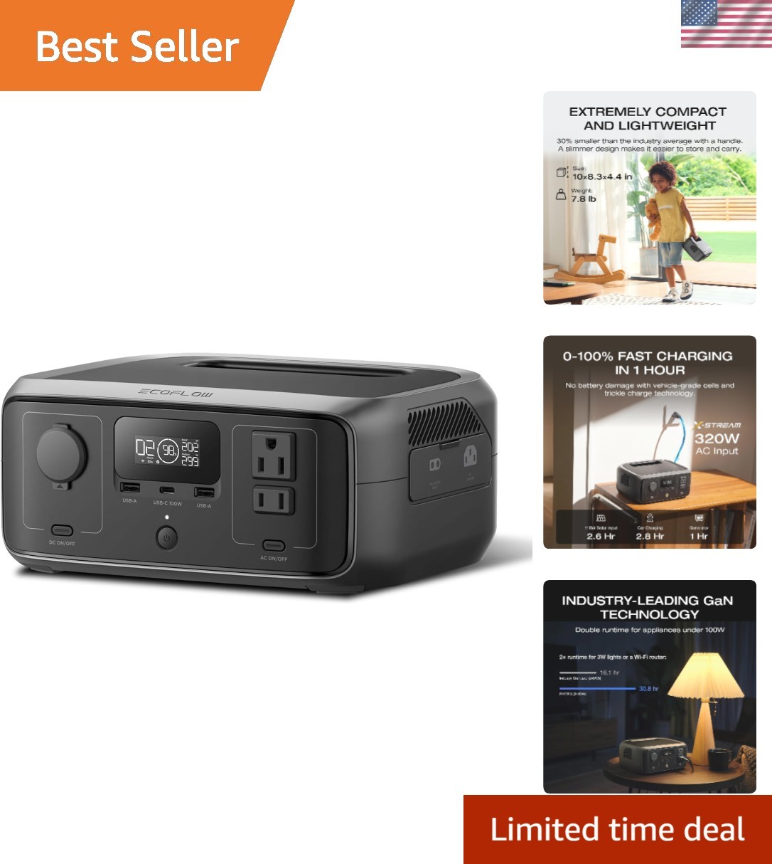 RIVER 3 Portable Power Station – Solar Powered with 600W X-Boost Capability