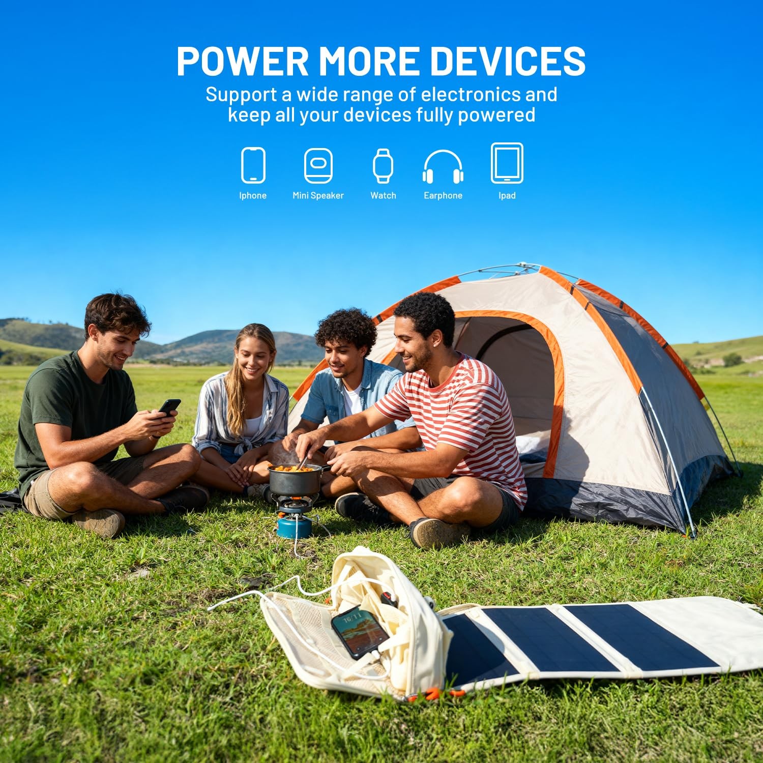 Litheli 24W Portable Solar Panel Charger Foldable Mini Solar Panel for Camping H