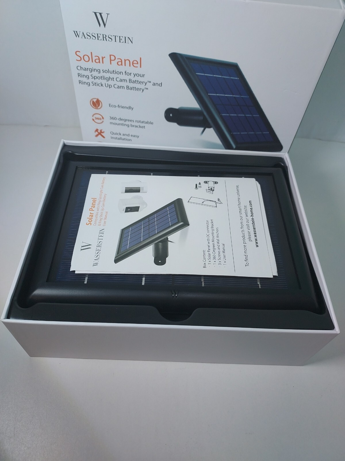Wasserstein Solar Panel for Ring Spotlight Cam & Stick Up Cam Battery – Black