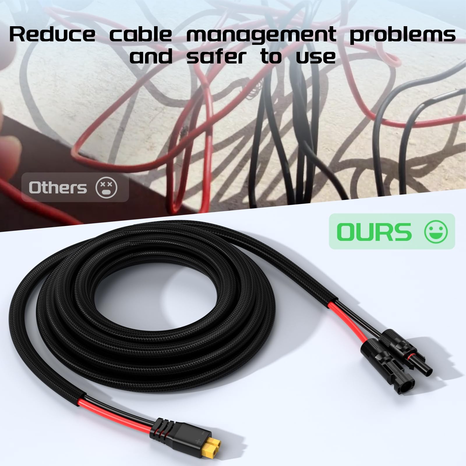 Extension Cable Power Solar XT60 12AWG 10Ft Solar Connectors Caps RV Generator