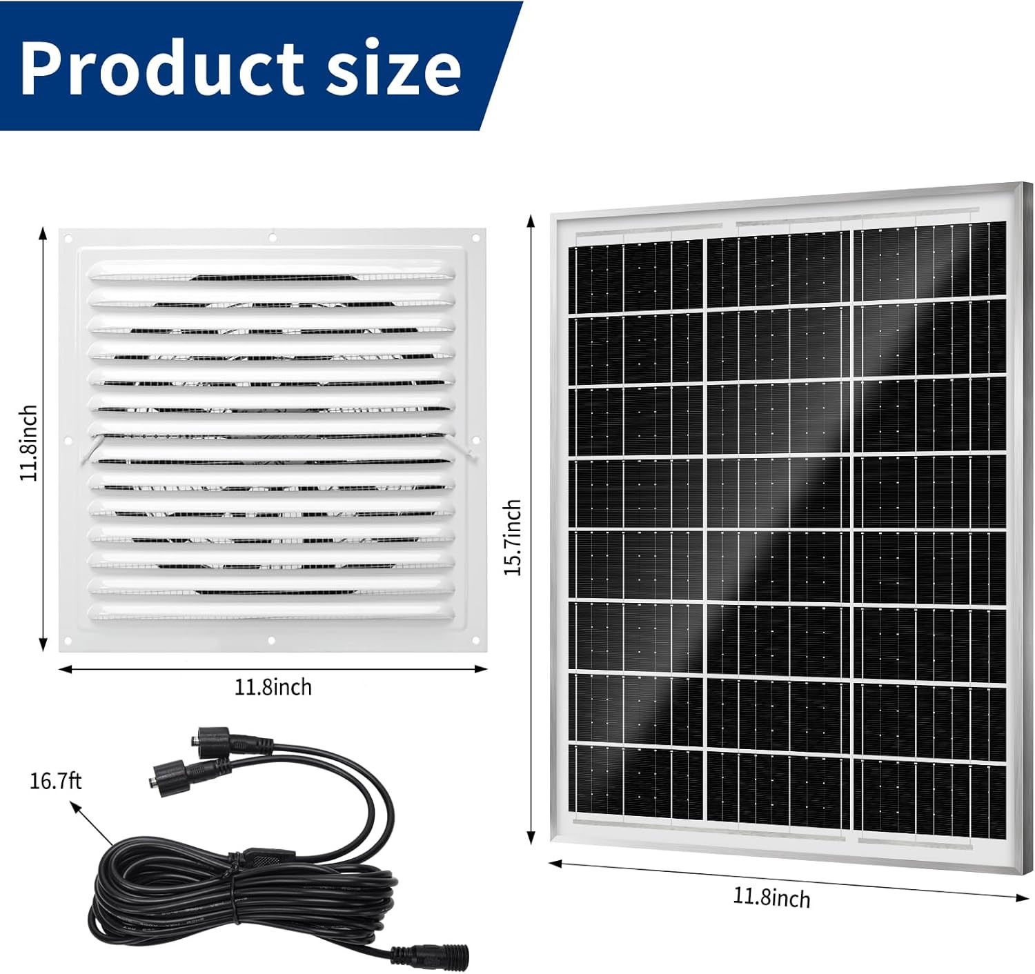 High-Speed Solar Attic Fan Kit with 2 Solar Panels & 25W DC Fan