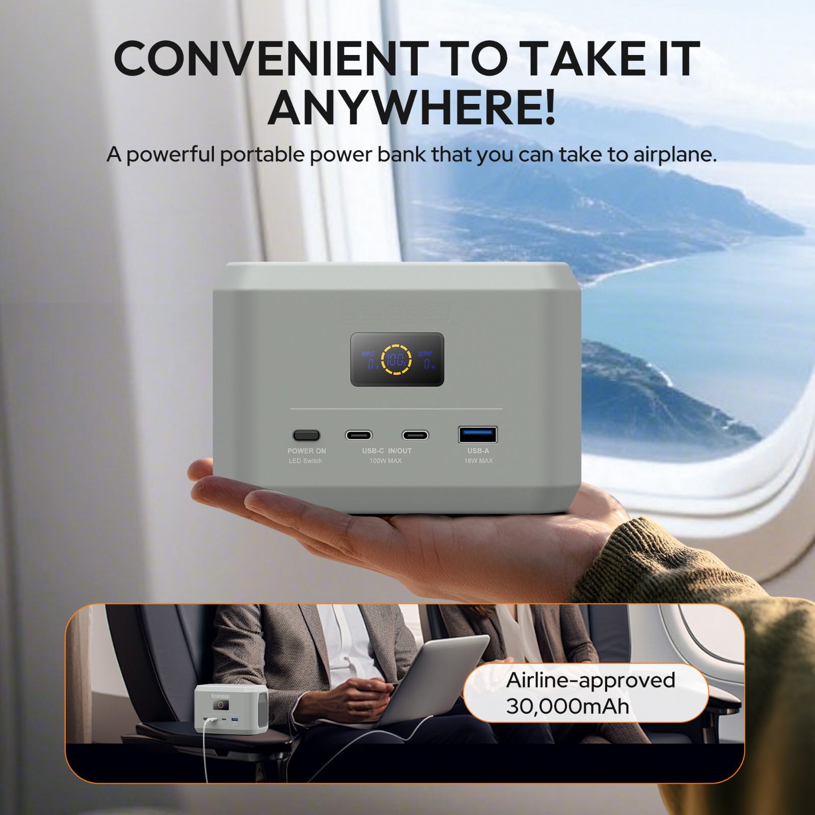 Portable Power Station 100W 96Wh LiFePO4 Battery Fast Charging Solar Generator