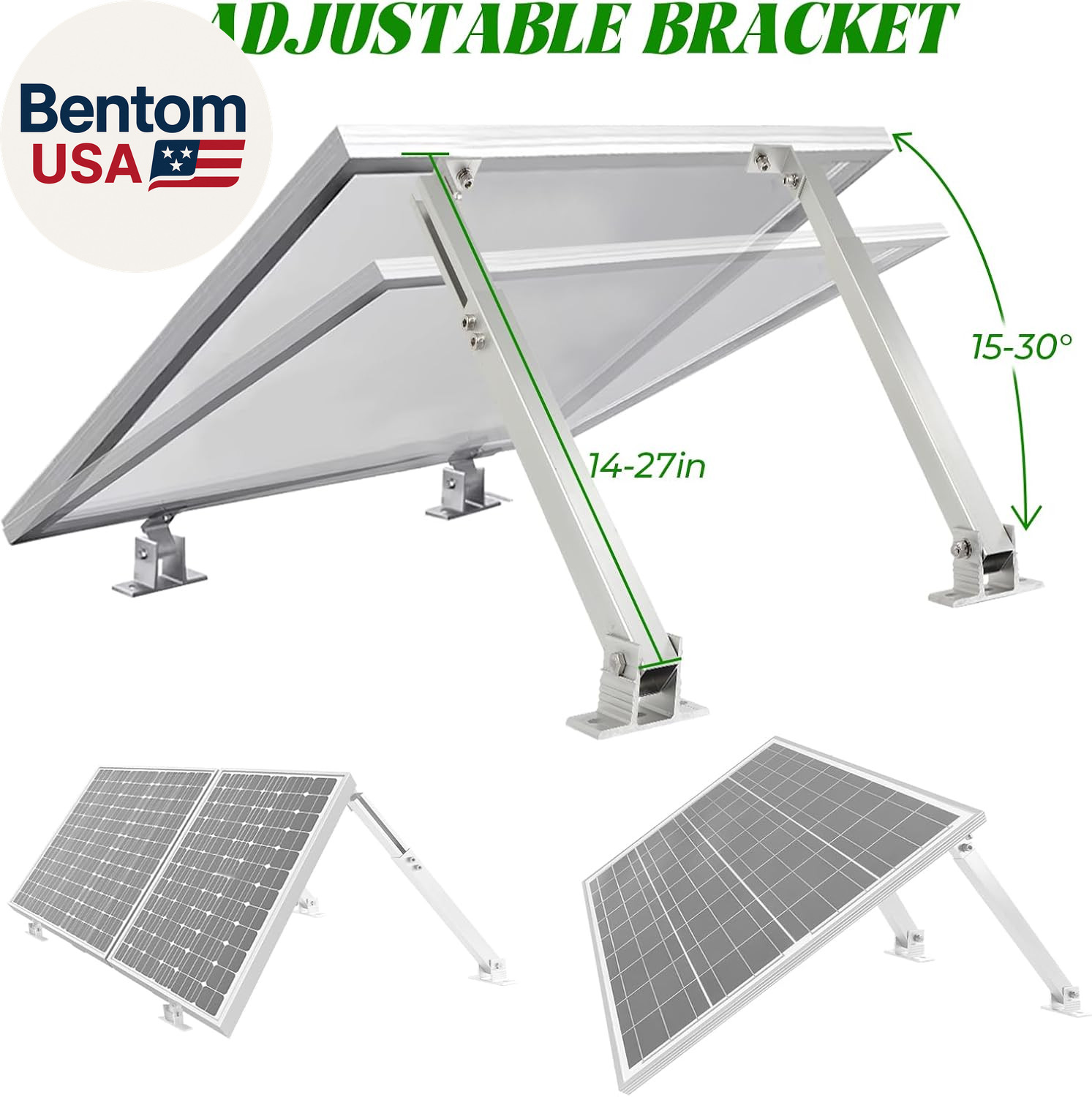 Solar Panel Mounting Brackets, 2 Sets Adjustable Solar Panel Tilt Mount Brackets
