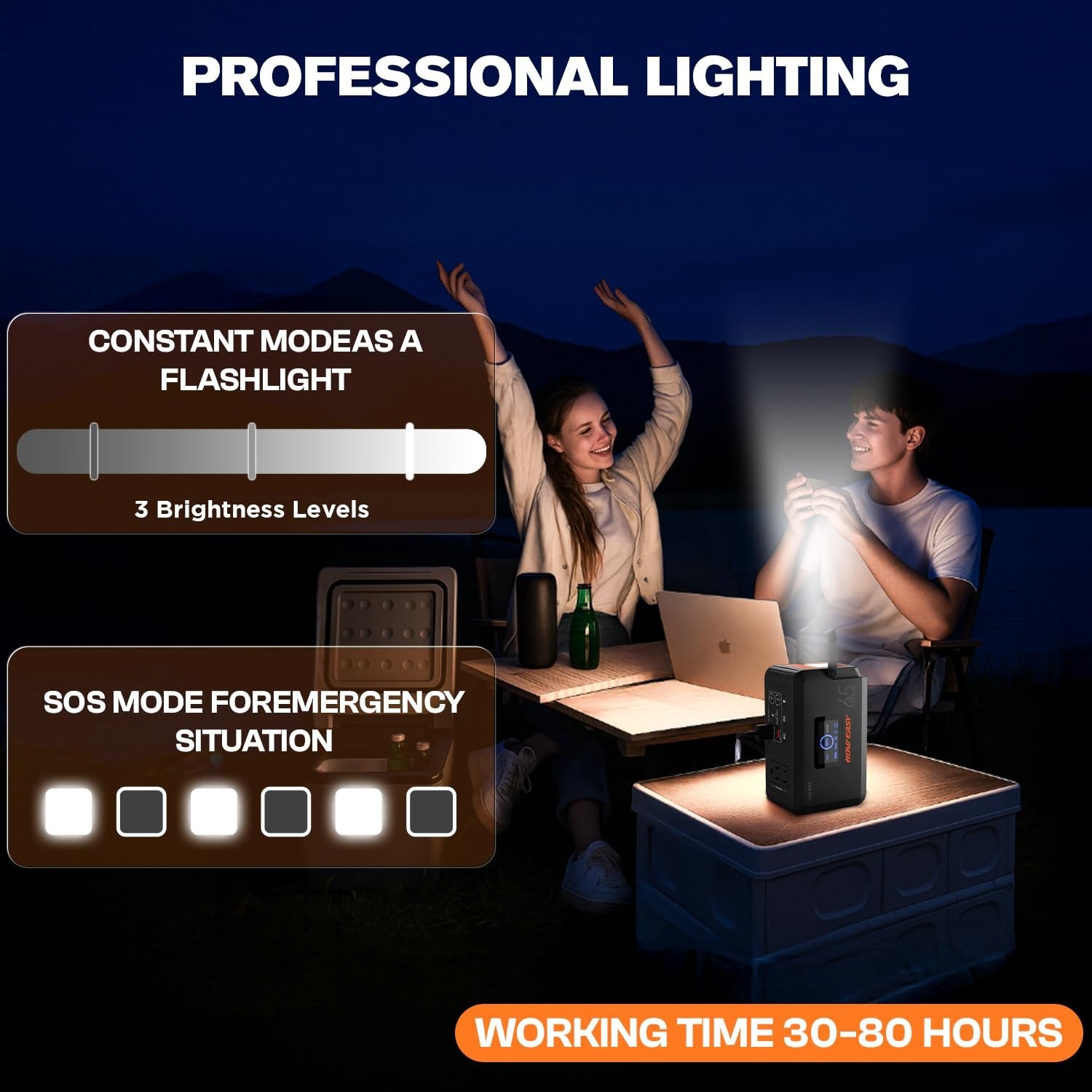 Portable Power Station 135W Solar Generator, 98Wh Battery Backup, AC Outlet, LED