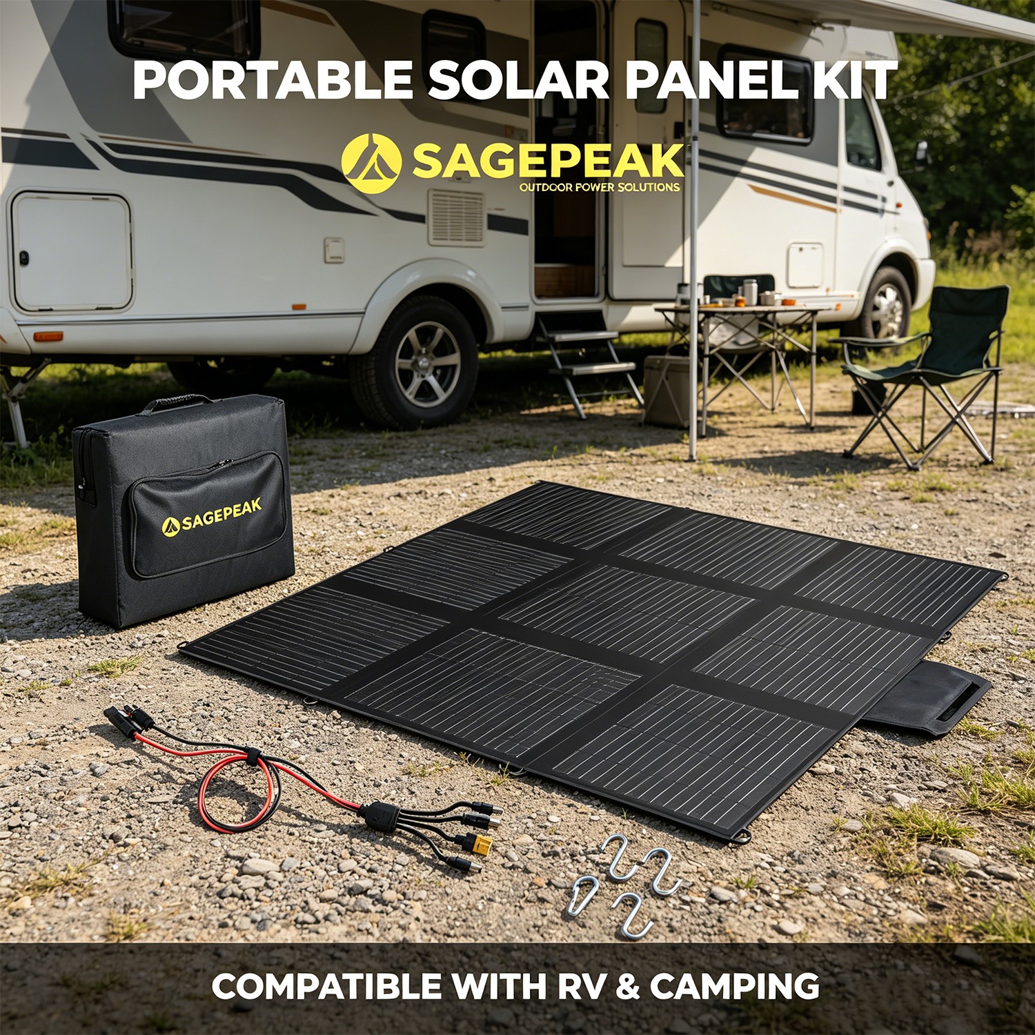 400W Foldable Portable Solar Panel kit for Power Station Charging Camping Mono