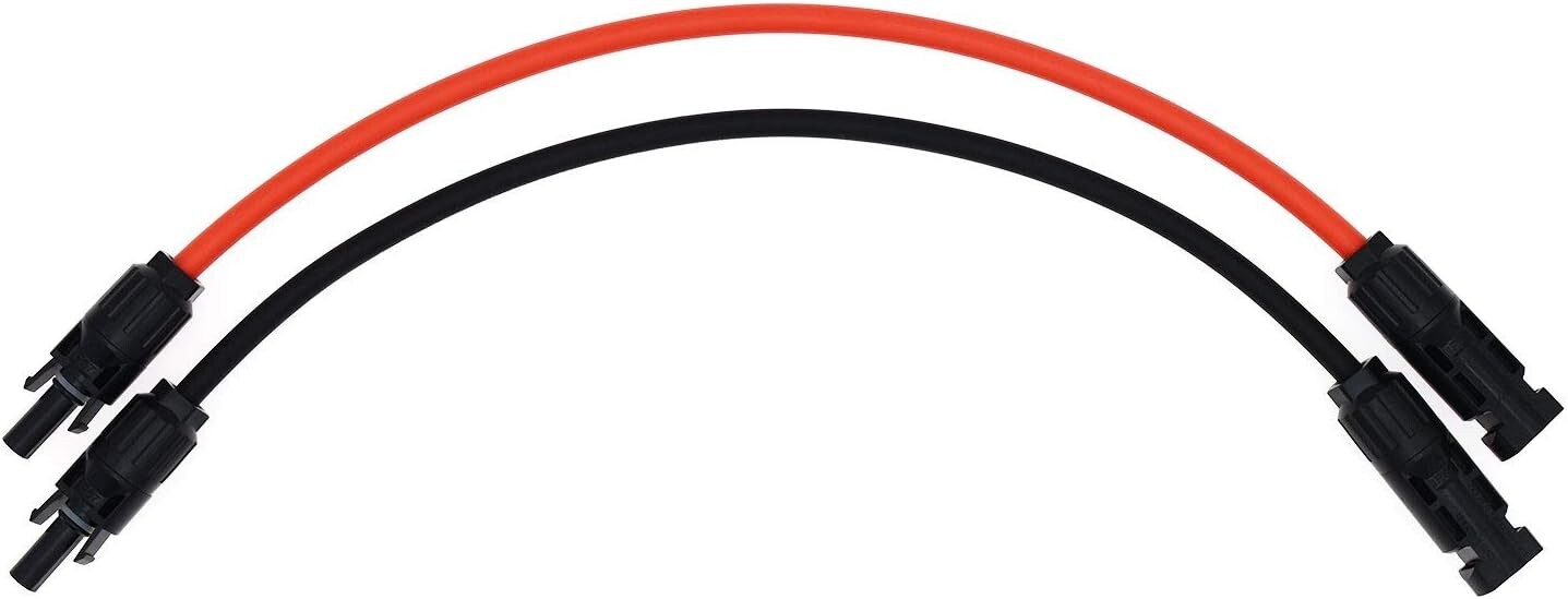 Solar Extension Cable 10AWG 6mm? with Connectors Black/Red 1FT