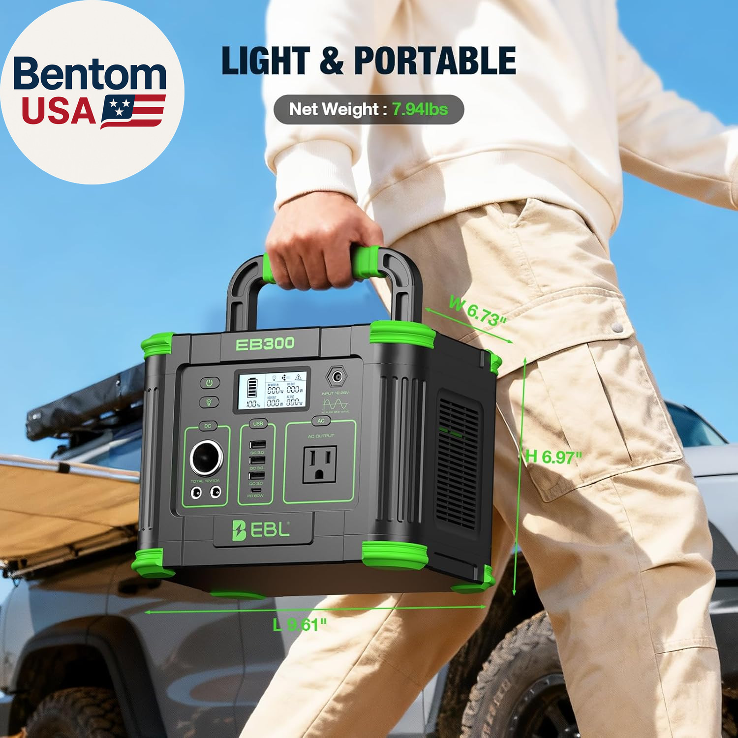 Portable Power Station 288.6Wh 330W Solar Generator Pure Sine Wave AC Output (60