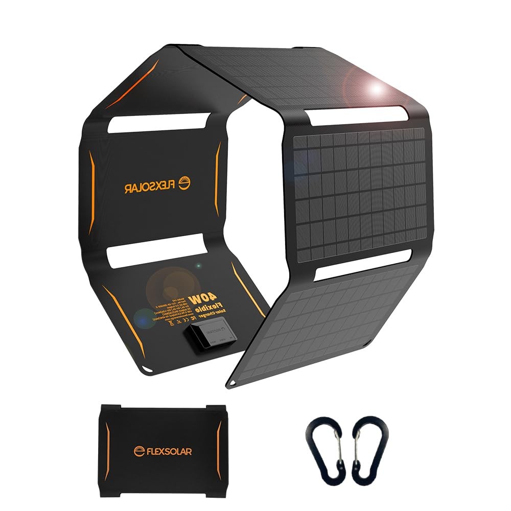 FlexSolar 40W Foldable Solar Panel Charger with USB-C and USB-A Outputs for