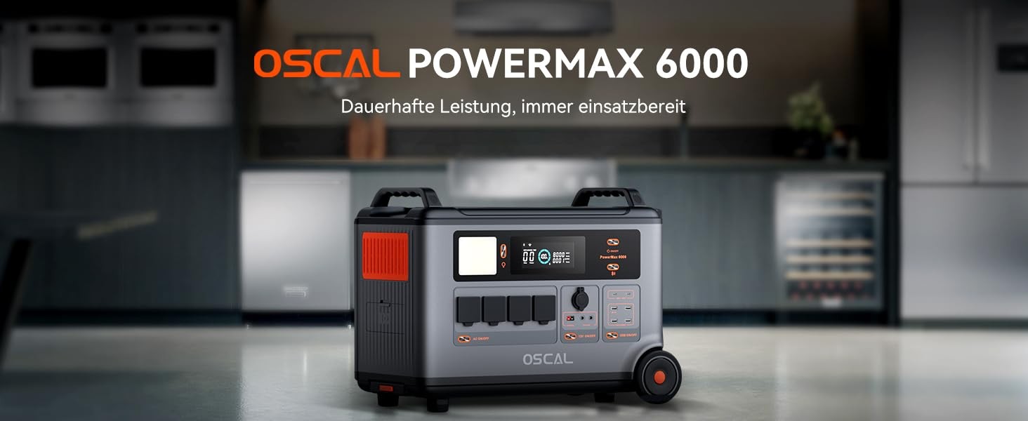PowerMax 6000 Solargenerator LiFePO4 6000W OSCAL Portable Power Station 3600Wh