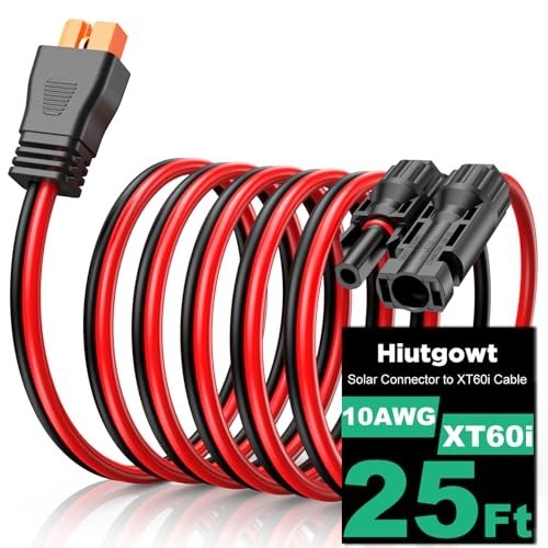 25FT 10AWG Solar XT60i Cable, Solar Panel Connector Extension, Charging Cable fo