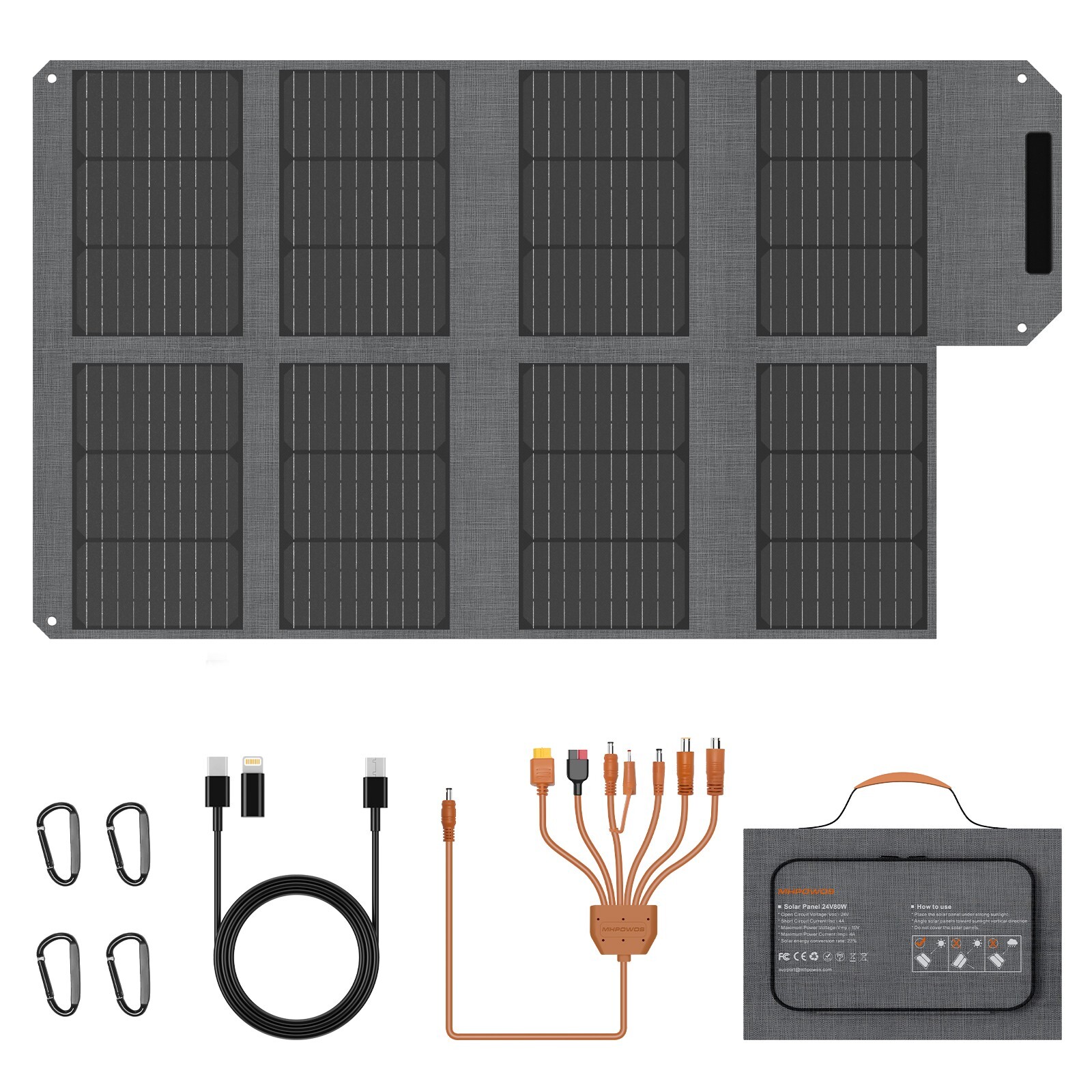 MHPOWOS 80W Solar Panel Portable Handy Bag for Power Station Solar Generator