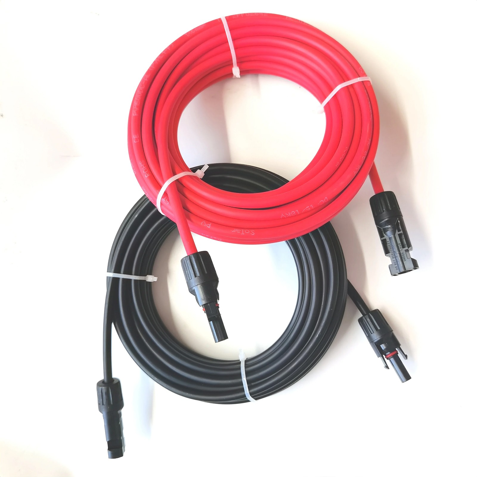10AWG Solar Panel Extension Cable 50FT Black+Red Cable Flexible Wire Connectors
