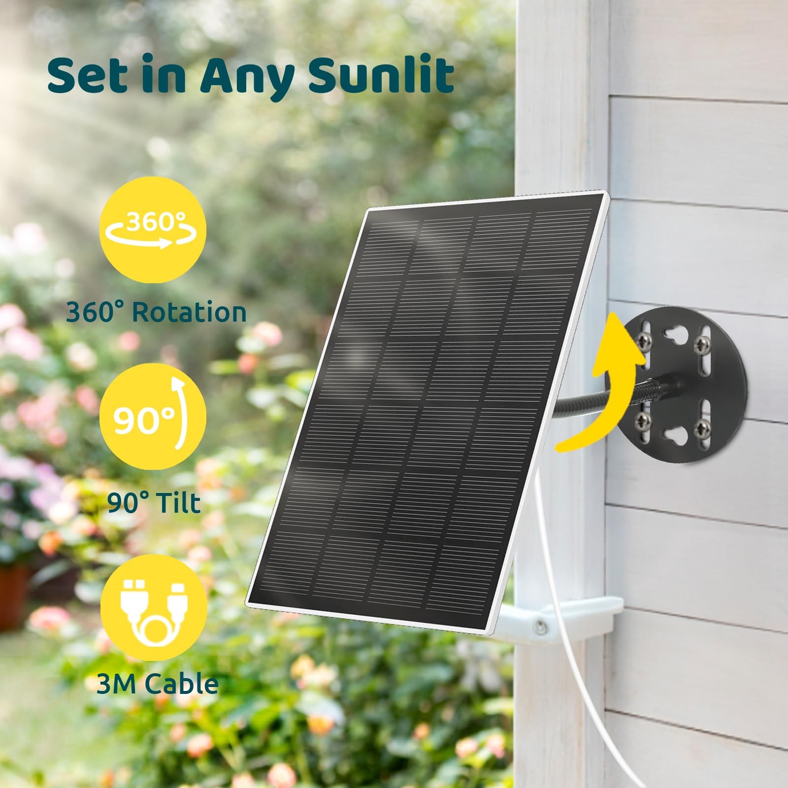Solar Panel for Bird Feeder Camera only, Type-C Charger, IP65 Waterproof for …