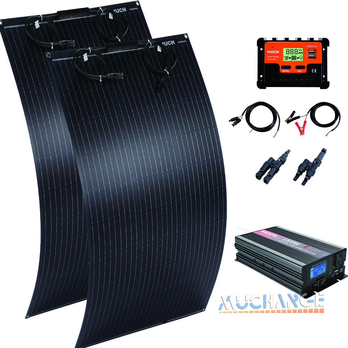 200W Solar Panel kit 12V Charge RV Camping Off-Grid with 1000W Car Inverter Home
